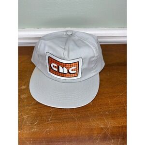 Vintage Midwest Embroidery CMC Patch Snapback Hat Gray Trucker Cap Made in USA